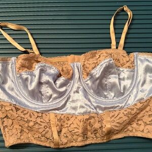 Urban Outfitters Tan and Blue Lace Bralette